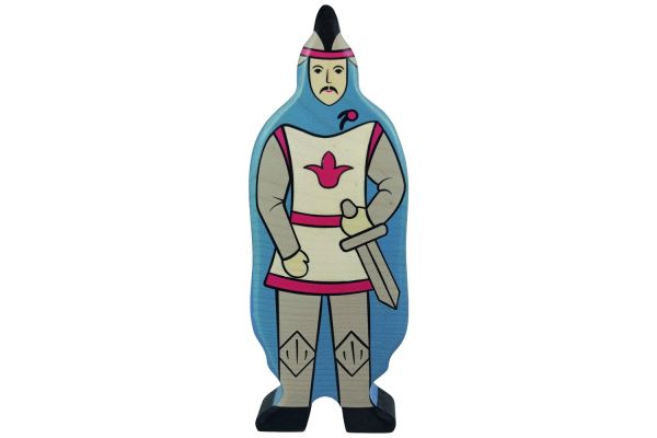 Holztiger Figur Ritter mit blauem Mantel