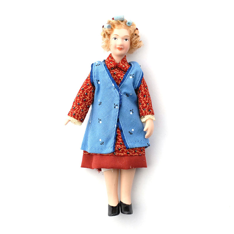 # Caco 20175600 Puppe Frau 13 cm Rock Bluse Biegepuppe 1:12 Puppenhaus NEU 