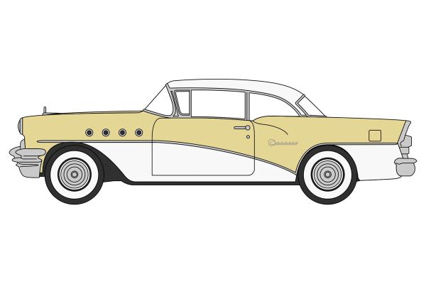***Oxford 87BC55008 Buick Century gelb/weiss 1955 Maßstab 1:87 Modellauto