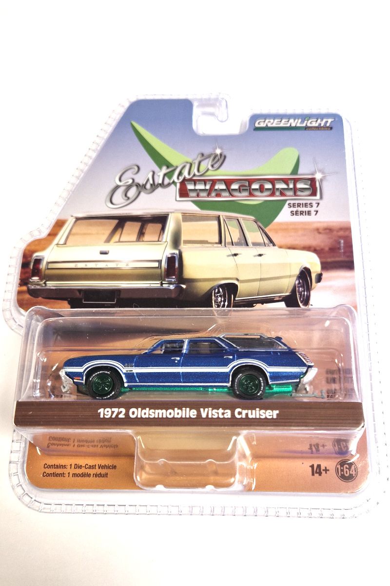 Chase Car! Greenlight 36040-D Oldsmobile Vista Cruiser 1972 blau metallic Gre…