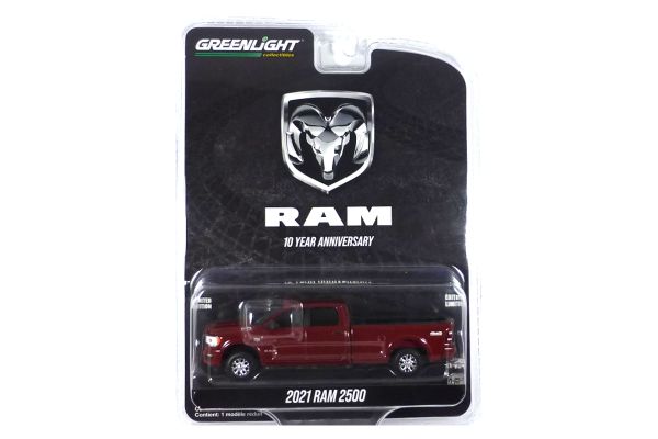 Greenlight 28100-E Dodge RAM 2500 dunkelrot metallic 2021 - Anniversary 14 Maßstab 1:64 Modellauto