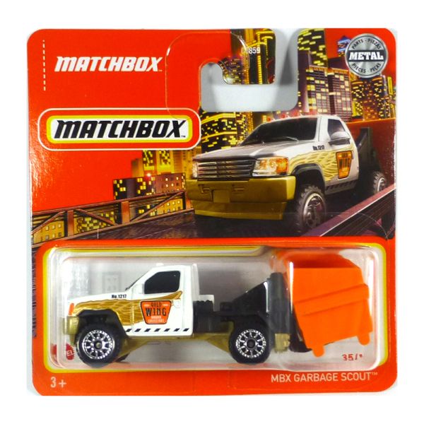 Matchbox GXM53 MBX Garbage Scout Müllwagen weiss 35/100 Maßstab 1:64 Modellauto