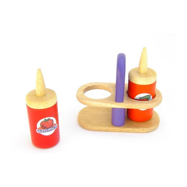Estia 640023 Ketchup &amp; Senf im Ständer für Kinderküche Kaufladen Holz