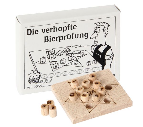 Bartl 102055 Mini-Puzzle "Die verhopfte Bierprüfung" Knobelspiel Holz