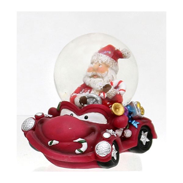 Sigro 500556 kleine Schneekugel bordaux mit lustigen Auto &amp; Weihnachtsmann
