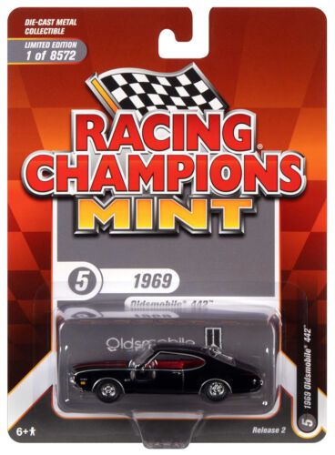 Racing Champions RC015-5 Oldsmobile 442 schwarz 1969 - Mint 2022 R2 Maßstab 1:64 Modellauto