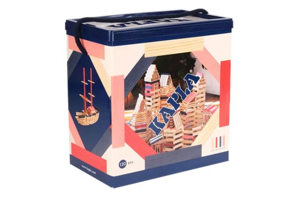 KAPLA 120er Box natur rot, rosa, dunkelblau