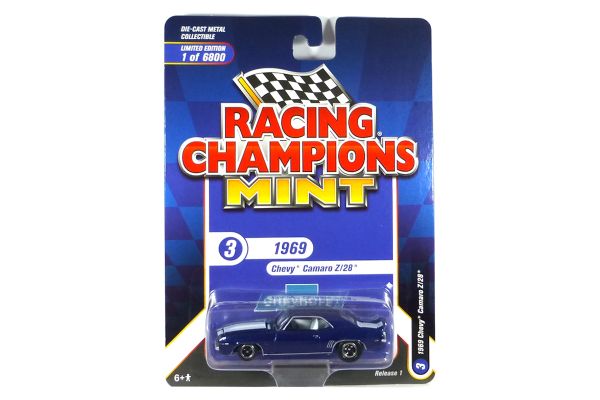 Racing Champions RC013-3 Chevrolet Camaro Z/28 blau metallic 1969 - Mint 2022 R1 Maßstab 1:64 Modell