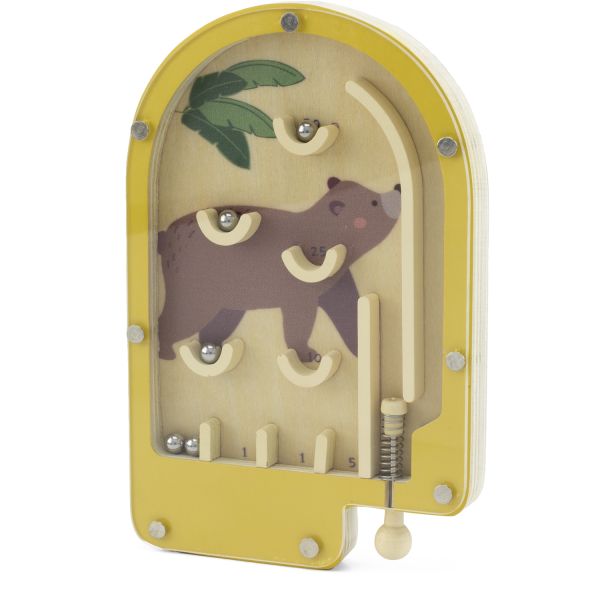 Ulysse 23773 Mini Flipper aus Holz "Bär - gelb" Pinball Game ca. 9x14 cm hoch