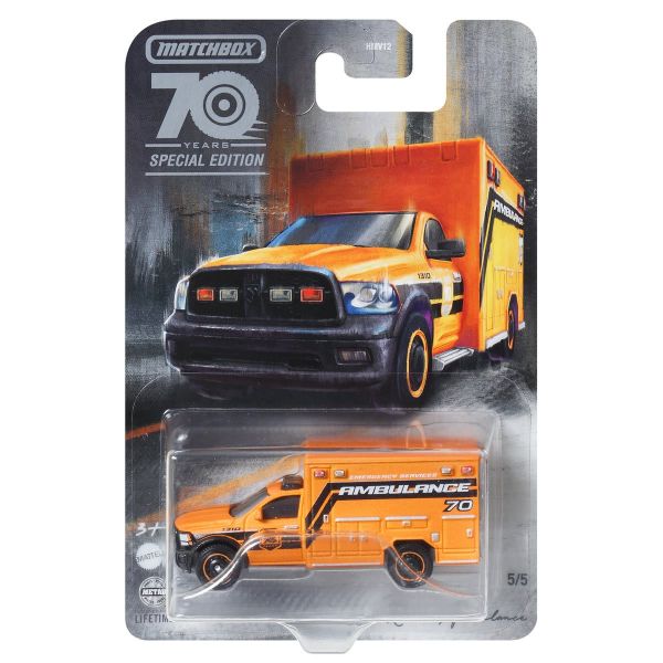 Matchbox FWD28-HMV17 Dodge RAM Ambulance orange - 70 Years Special Edition 5/5 Maßstab ca. 1:64 Mode