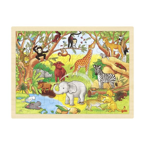 goki 57892 Einlege-Puzzle "Afrika" Holz