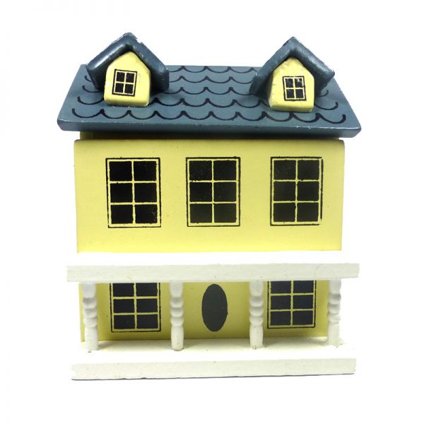 Dolls House D974 Miniatur Puppenhaus "DeLuxe" gelb/grau/weiss 1:12 für Puppenhaus
