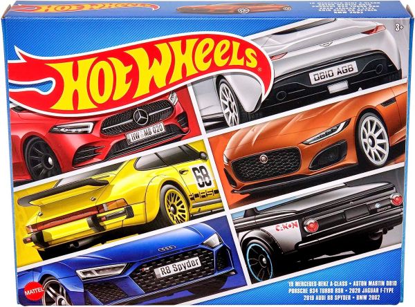 Hot Wheels HLK51 European Car Culture Set mit 6 Modellen DB10, Porsche 934, BMW 2002, Audi R8