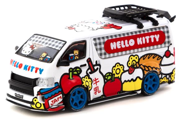 Tarmac T64-038-HKD Toyota Hiace Widebody "Hello Kitty" Capsule mit Ölkanne Collab64 Maßstab 1:64 Mod