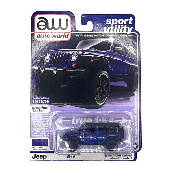 Autoworld AW64262B-4 Jeep Wrangler JK Unlimited Sport 2018 blau Maßstab 1:64 Modellauto