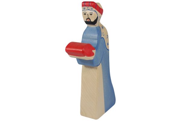 Holztiger Krippenfigur Melchior 2 violett