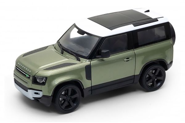 Welly 24110 Land Rover Defender metallic hellgrün/weiss 2020 Maßstab 1:24 Modellauto