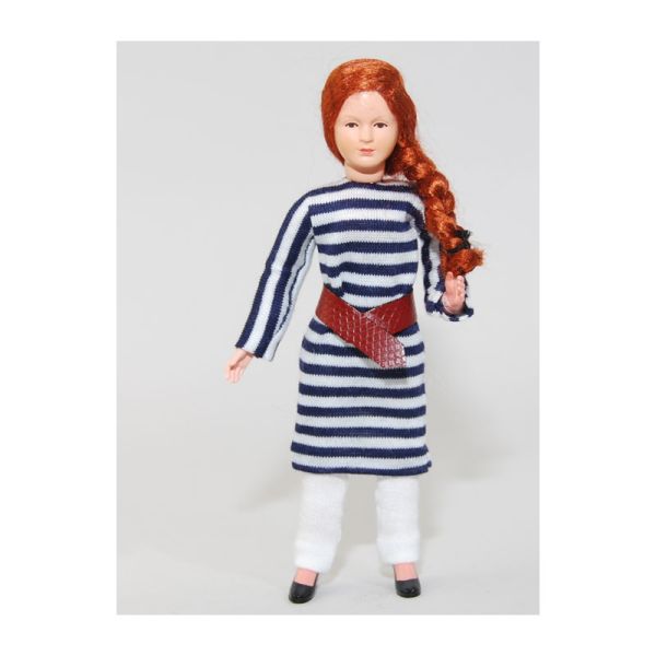 Caco 5018600 Puppe "moderne Frau" mit Kleid Leggins 1:12 für Puppenhaus
