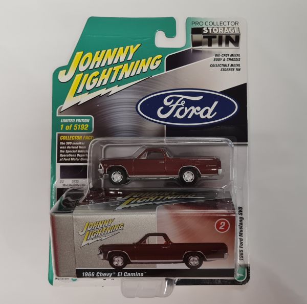 Error Card Johnny Lightning JLCT007A-2 Chevrolet El Camino bronze metallic 1966 - TIN BOX Maßstab 1: