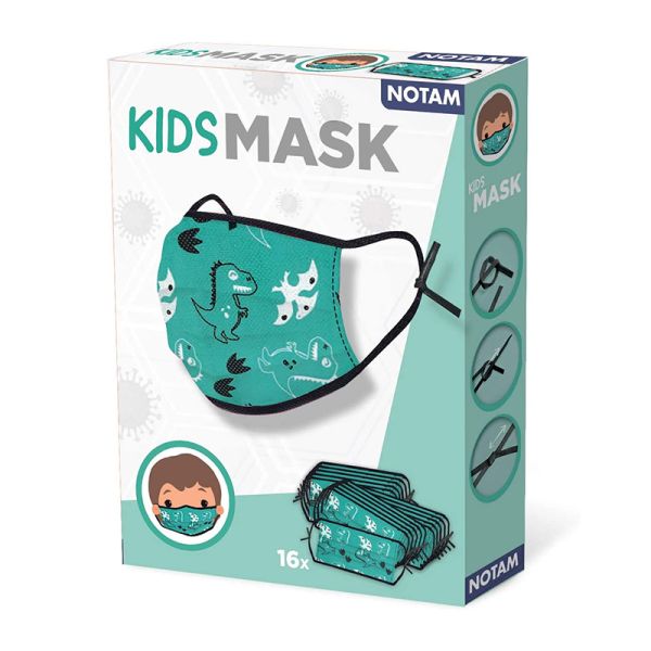 Notam 89901 Mund-Nasen-Maske "Dinosaurier" grün für Kinder