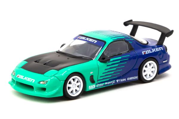 Tarmac T64G-TL022-FA Mazda RX-7 (FD3S) &quot;Falken&quot; grün/blau Maßstab 1:64 Modellauto