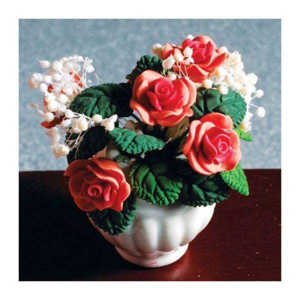 # Dolls House 4364 rote Rosen in Vase 1:12 für Puppenhaus NEU 