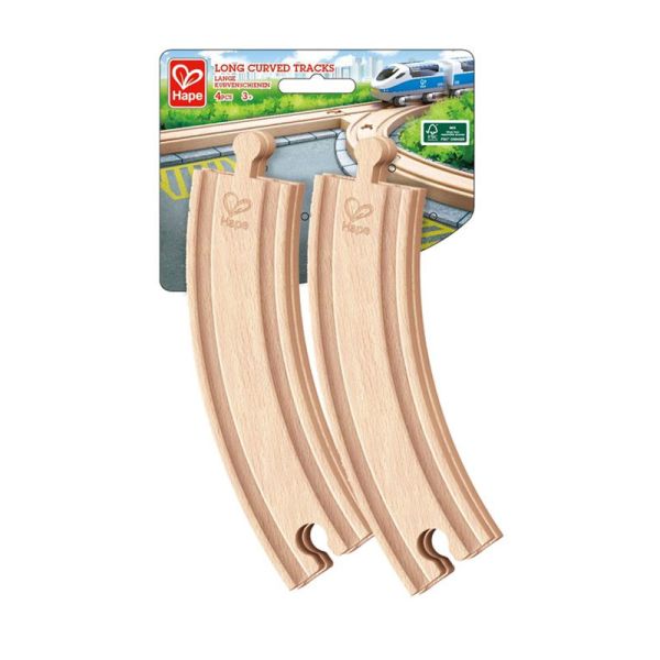 Hape E3777 lange Kurvenschienen (4er Pack) für Holzeisenbahn