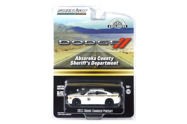 Greenlight 30334 Dodge Charger Pursuit &quot;Absaroka County Sheriff&quot; weiss 2011 - Exclusive Maßstab 1:64