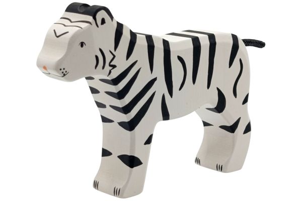 Holztiger weißer Sibirischer Tiger stehend