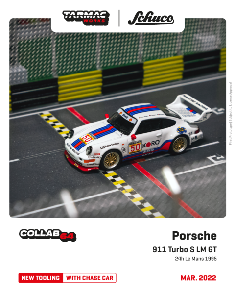 Tarmac T64S-009-95LM Porsche 911 Turbo S LM GT 24H Le Mans 1995 #50 Maßstab 1:64 Modellauto