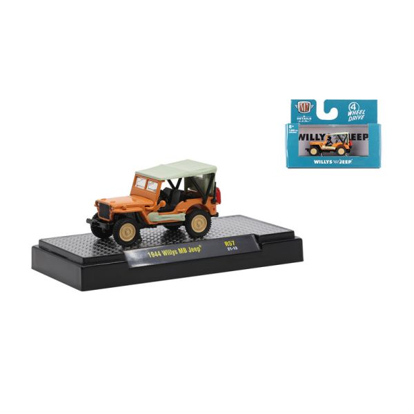 M2 Machines 32600-R57-21-13 Willys MB Jeep orange 1944 Auto Meets Maßstab 1:64 Modellauto
