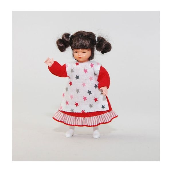 Caco 1070200 Puppe "Mädchen im Sternenkleid" 7 cm Biegepuppe 1:12 Puppenhaus