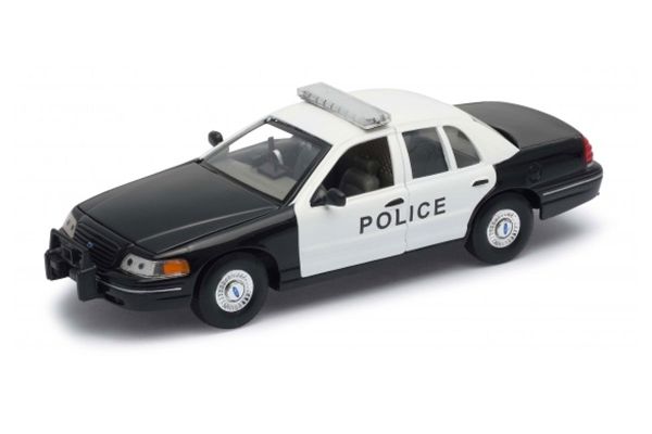 Welly 22082 Ford Crown Victoria &quot;Police&quot; schwarz/weiss 1999 Maßstab 1:24 Modellauto
