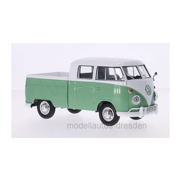 Motormax 79343 Volkswagen Type 2 (T1) Doppelkabine weiss/grün Maßstab 1:24 Modellauto