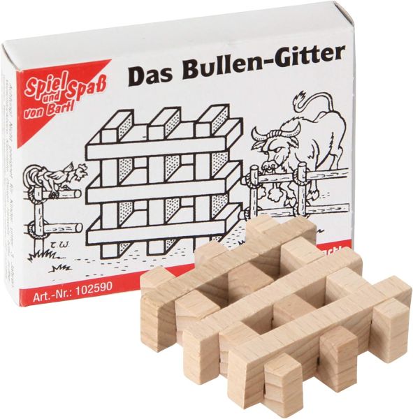 Bartl 102590 Mini-Puzzle "Das Bullen-Gitter" Knobelspiel Holz