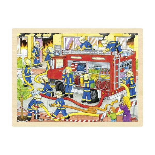 goki 57527 Einlegepuzzle &quot;Feuerwehr&quot; Holz