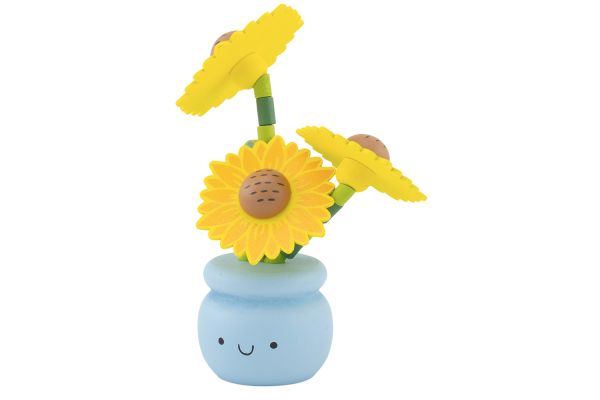 Ulysse Drückfigur Sonnenblume Topf hellblau