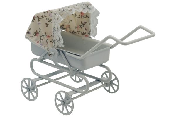 Creal Miniatur Kinderwagen weiss Metall
