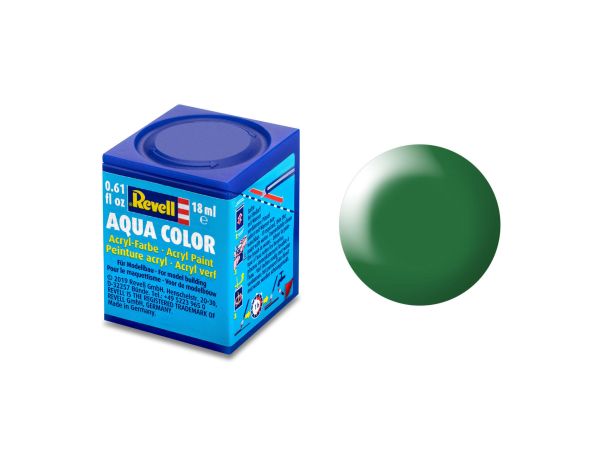 Revell 36364 Aqua Color laubgrün, seidenmatt RAL 6001 Modellbau-Farbe auf Wasserbasis 18 ml Dose