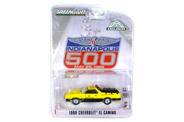Greenlight 30311 Chevrolet El Camino &quot;Indianapolis 500&quot; gelb 1986 - Exclusive Maßstab 1:64 Modellaut