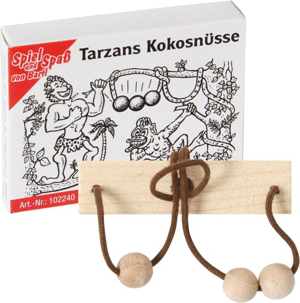 Bartl 102240 Mini-Puzzle "Tarzans Kokosnüsse" Knobelspiel Holz