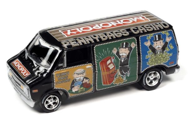 Johnny Lightning JLPC008-4 Dodge Van schwarz/gold 1976 "Monopoly" - Pop Culture 2022 R3 Maßstab 1:64