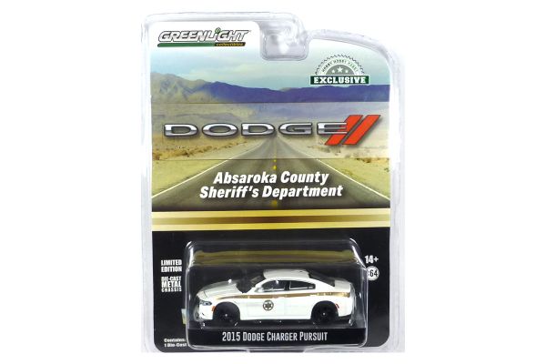 Greenlight 30335 Dodge Charger Pursuit &quot;Absaroka County Sheriff&quot; weiss 2015 - Exclusive Maßstab 1:64
