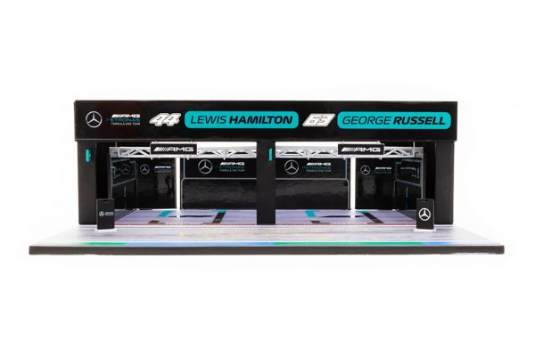 Tarmac T64D-001-AMG Pit Garage Diorama &quot;Mercedes-AMG Petronas Formula One Team&quot; Maßstab 1:64 Werksta