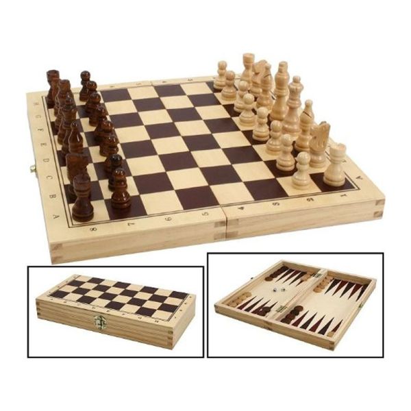Bartl 101808 Spielbox &quot;Schach Dame Backgammon&quot; Holz Gesellschaftsspiel