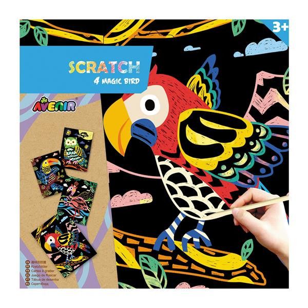 Image of Avenir CH1543 Scratch "Magic Bird" 4 Vogel Kratzbilder zum Selbermachen