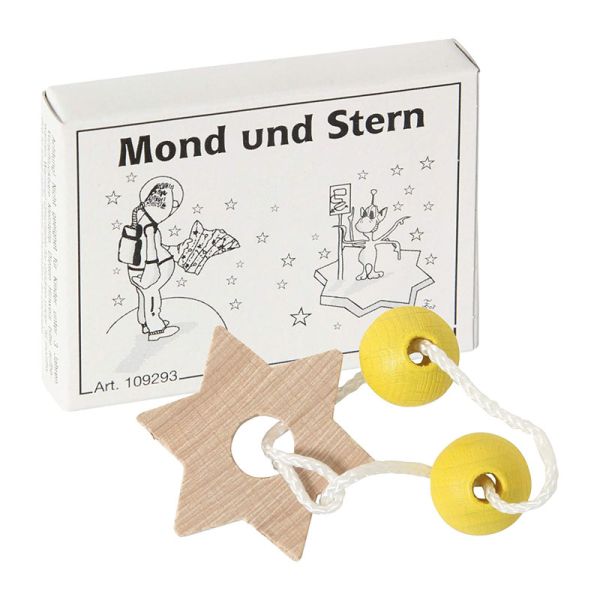 Bartl 109293 Mini-Puzzle &quot;Mond und Stern&quot; Knobelspiel Holz