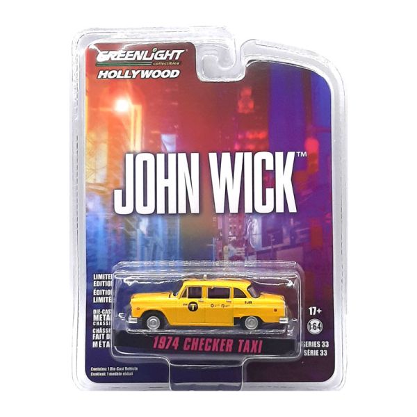 Greenlight 44930-F Checker Taxi "John Wick" gelb 1974 - Hollywood 33 Maßstab 1:64 Modellauto