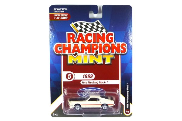 Racing Champions RC013-5 Ford Mustang Mach 1 cremeweiss 1969 - Mint 2022 R1 Maßstab 1:64 Modellauto