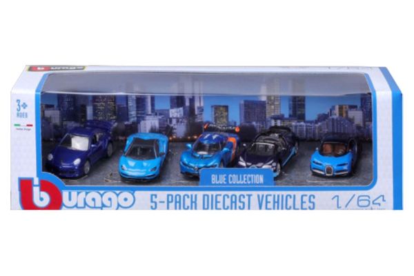 ***Bburago 59150 Geschenkset "Blue Collection" Porsche, Lamborghini, Alpine, Bugatti, 5er Set Maßst